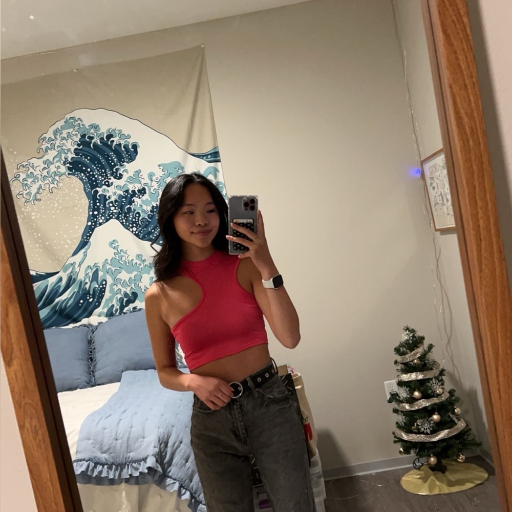 Pink Women's Cutout Top